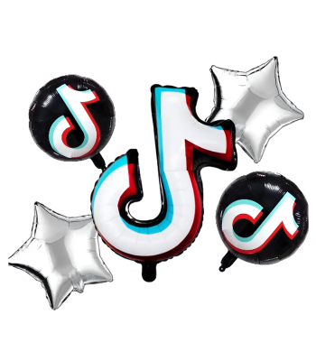 TikTok balonu komplekts dzimšanas dienas svinībām, 5 gab., 81,2 cm, 45,7 cm