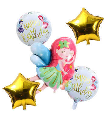 Dzimšanas dienas balonu komplekts “Feja” svētkiem, 5 gab., 69,8 cm, 45,7 cm