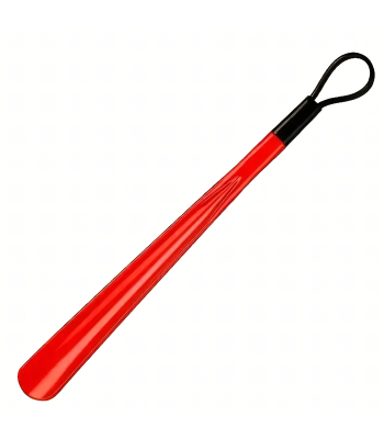 Plastmasas elastīga sarkana apavu lāpstiņa ar āķi, 48 cm
