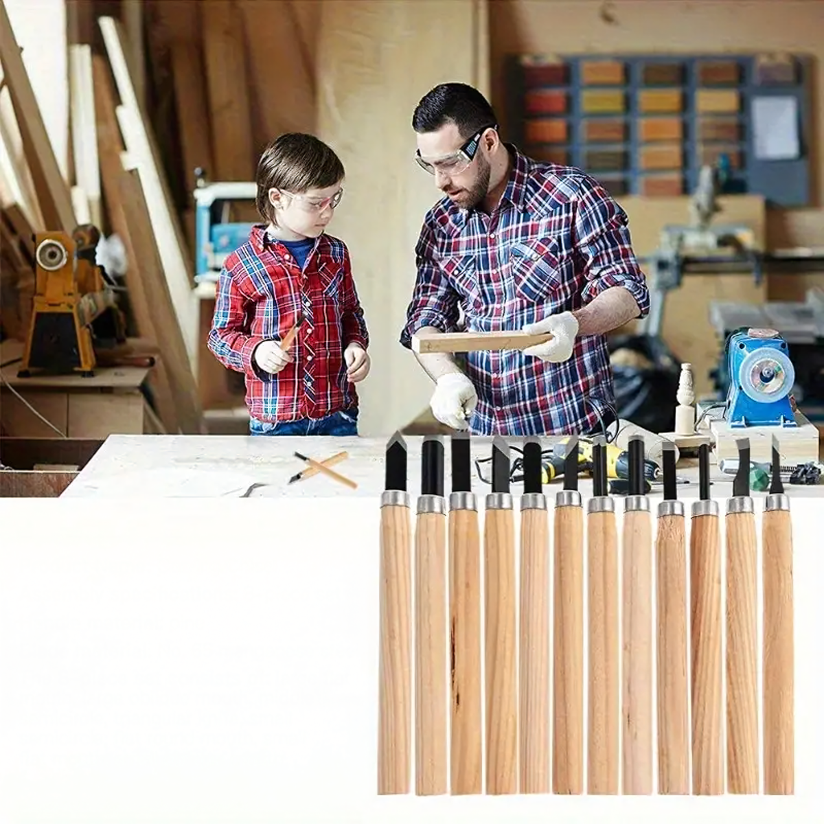 12 gabalu kalta komplekts kokgriezumiem ar koka rokturiem