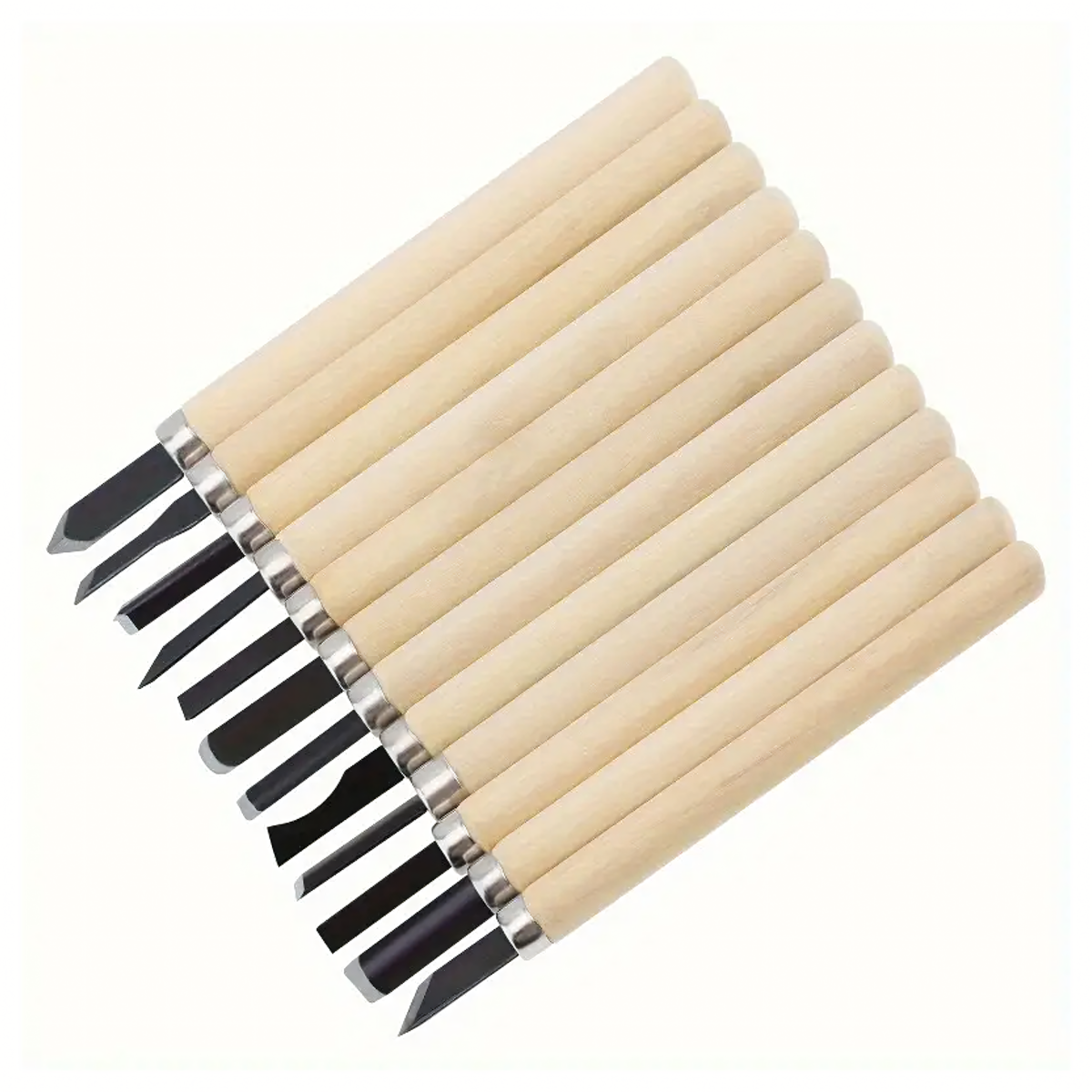 12 gabalu kalta komplekts kokgriezumiem ar koka rokturiem