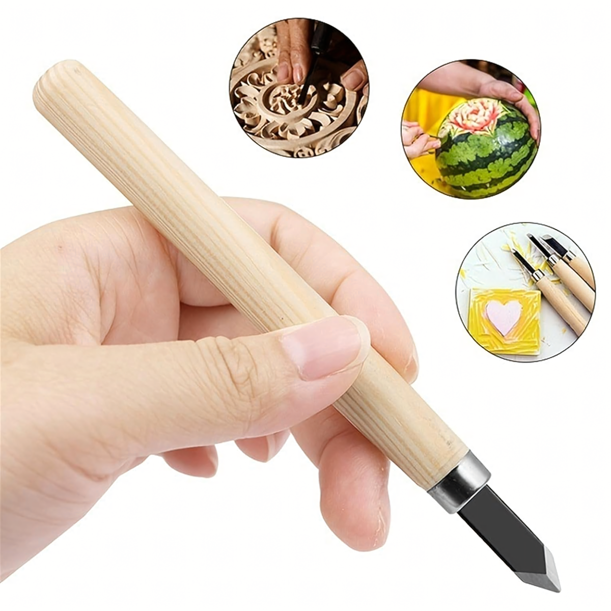 12 gabalu kalta komplekts kokgriezumiem ar koka rokturiem