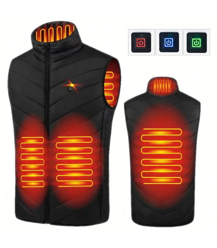 Sildāma Veste Bez Piedurknēm Ziemas Jaka Unisex USB Powerbank 2XL