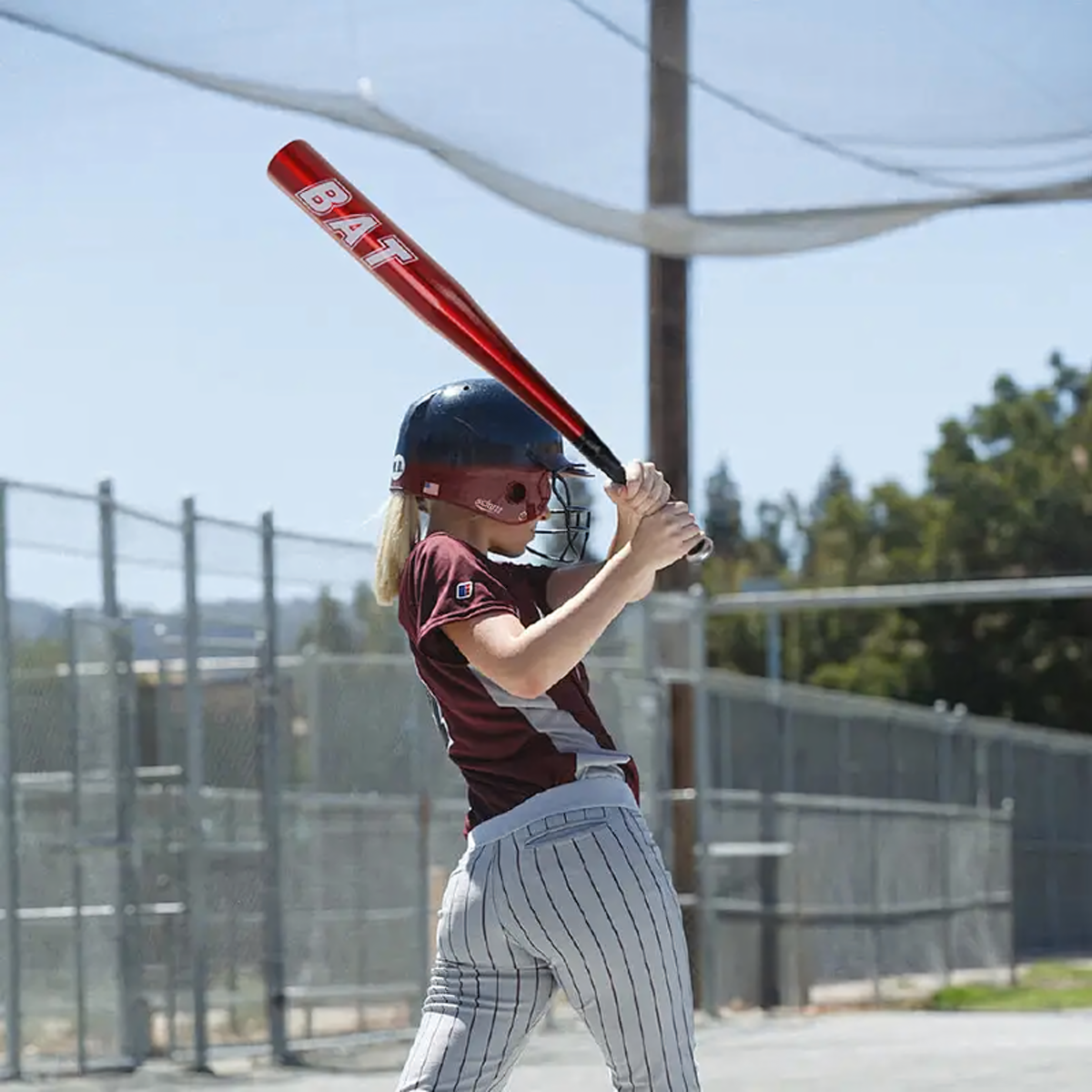 Alumīnija Beisbola Nūja 25" 64cm Treniņiem Sarkanā