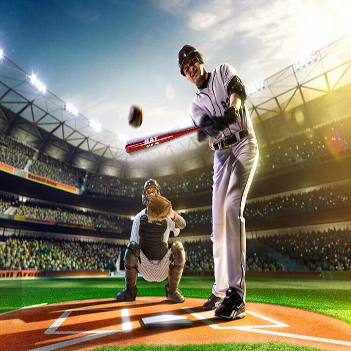 Alumīnija Beisbola Nūja 25" 64cm Treniņiem Sarkanā