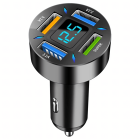 Ātrā Izturīgā Lādētāja 3.1A Automašīnai Led LCD 4 x USB 66W Quick Charge
