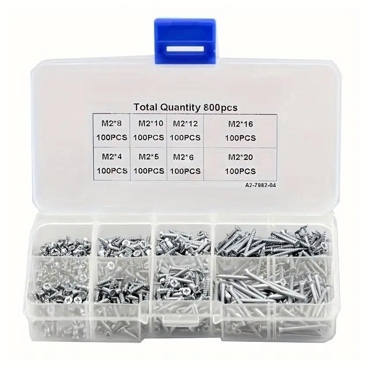Universālie skrūvju komplekts M2 koksnei elektronikai tēraudam 800 gab