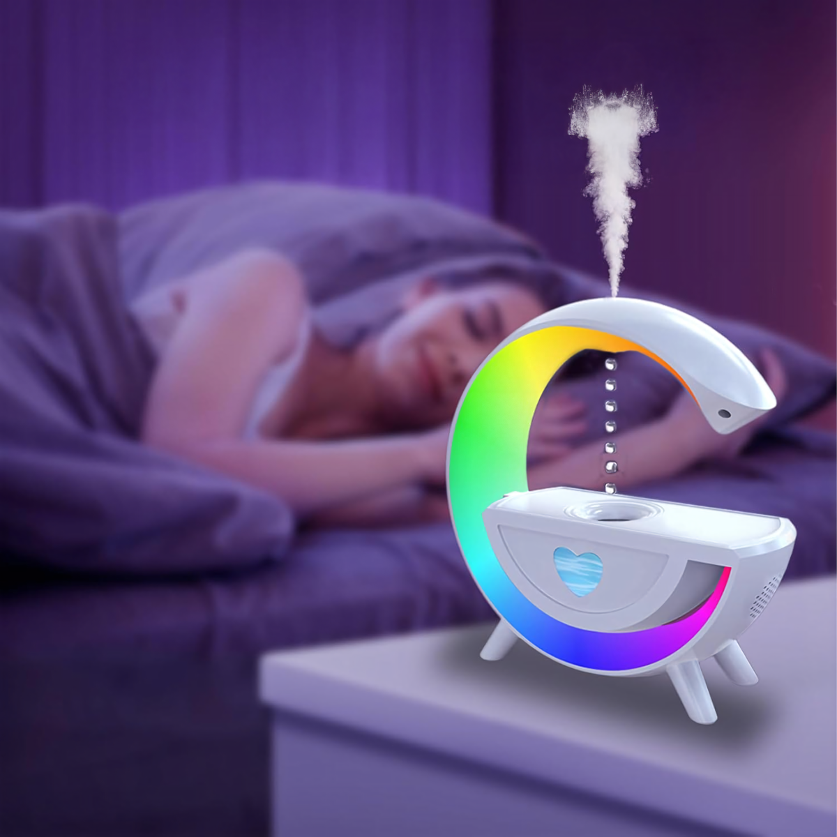 Gaisa mitrinātājs ar antigravitācijas aromterapiju un nakts lampu
