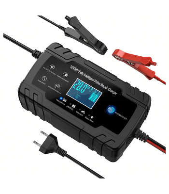 Viedais automobiļu akumulatoru lādētājs ar LCD ekrānu, 12 V / 24 V, 4 A / 8 A