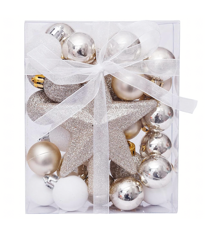 Ziemassvētku eglīšu rotājumu komplekts 30 gab. zvaigzne eglītei