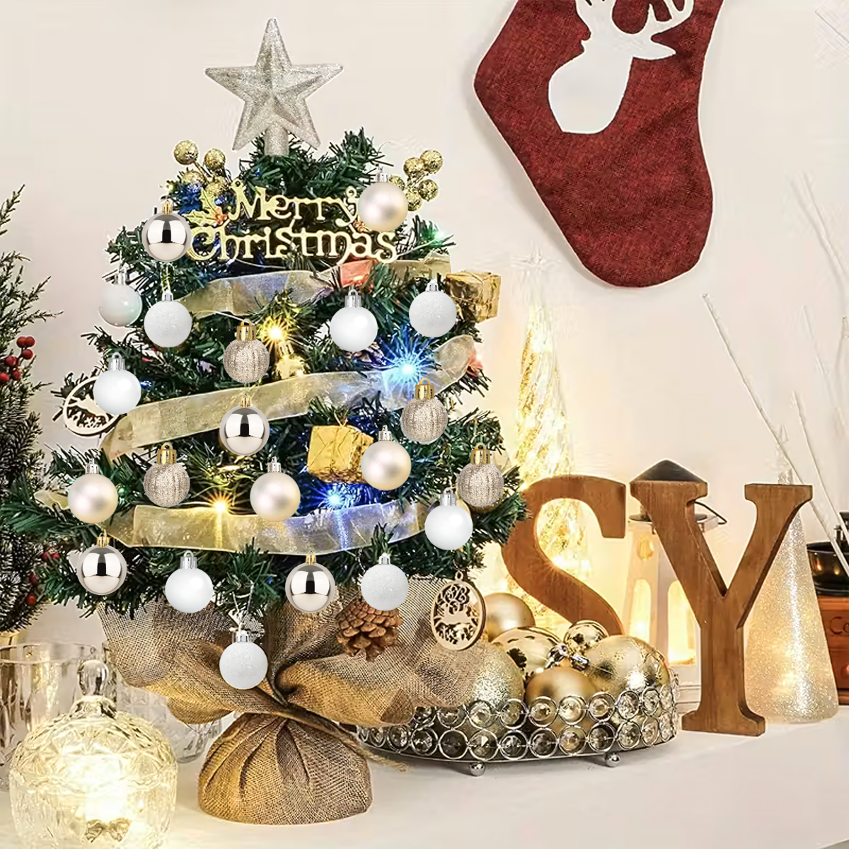 Ziemassvētku eglīšu rotājumu komplekts 30 gab. zvaigzne eglītei