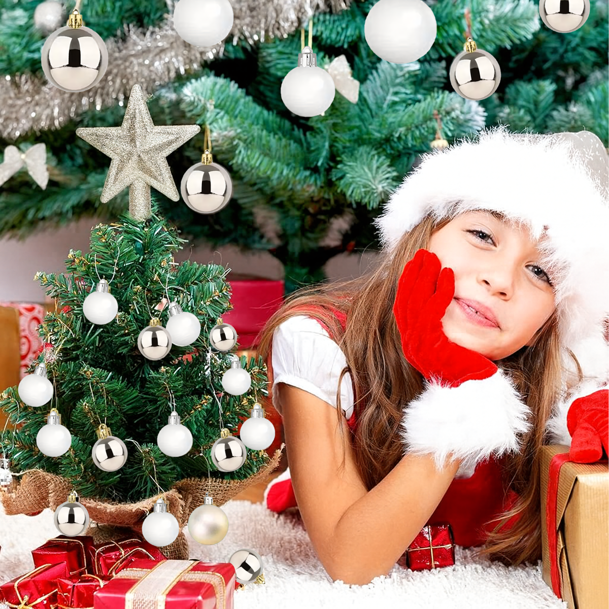 Ziemassvētku eglīšu rotājumu komplekts 30 gab. zvaigzne eglītei