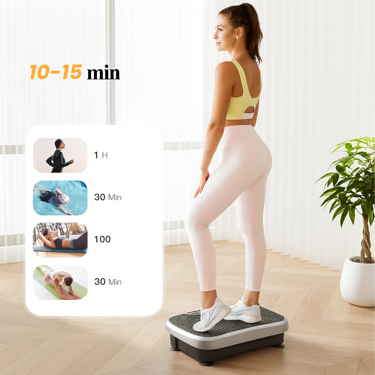 Vibrējoša treniņu un masāžas platforma ar tālvadības pulti un lentēm 150 kg
