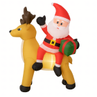 Piepūšams Ziemassvētku vecītis ar ziemeļbriedi 1,5m