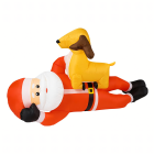 Piepūšamais Ziemassvētku vecītis ar ziemeļbriežu 2,1 m svētku rotājums LED apgaismojums