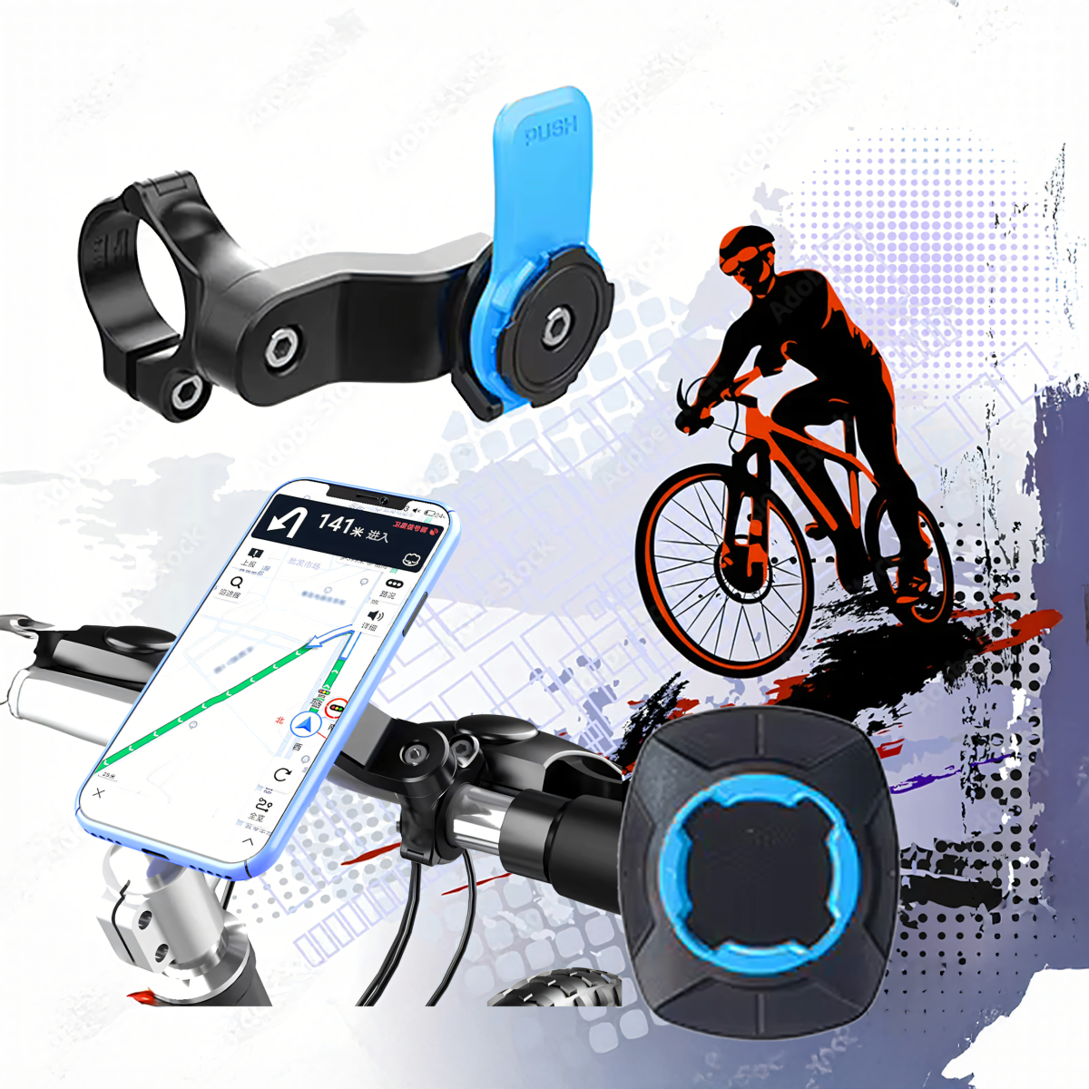 Velo Turētājs ar Vibrāciju Slāpētāju Telefonam