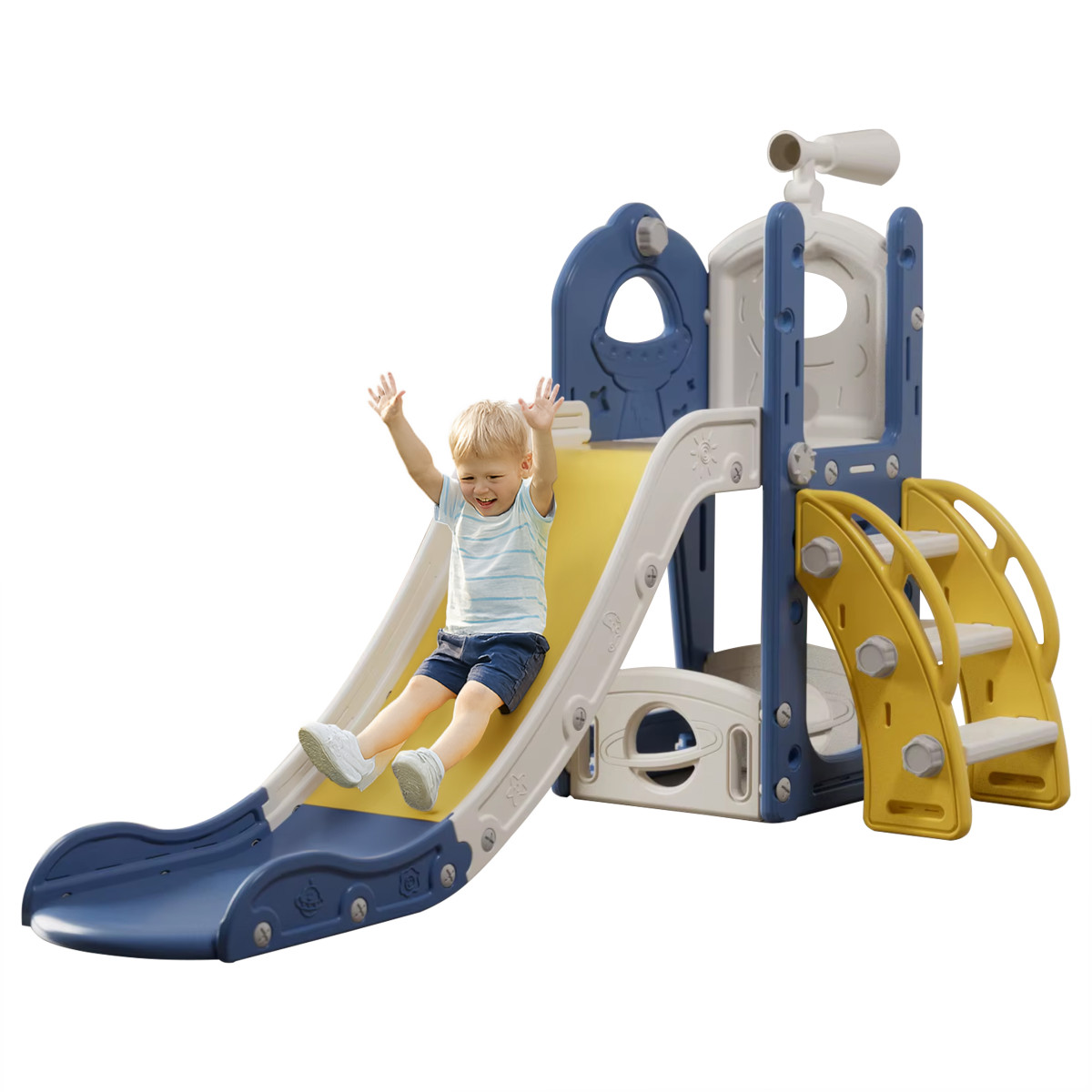 Bērnu slidkalniņš ar kāpnēm dārzam 2in1