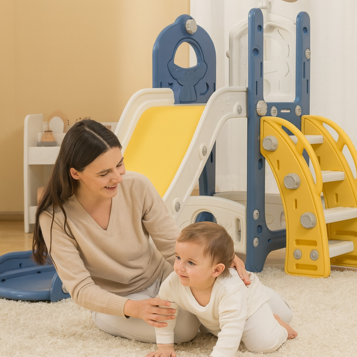 Bērnu slidkalniņš ar kāpnēm dārzam 2in1