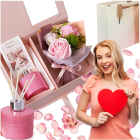 Dāvanu komplekts ar rozā difuzoru un ziepju rozēm