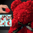 Lācis no rožu LED dāvana mammai draudzenei vecmāmiņai mūžīgā roze komplekts 25 cm