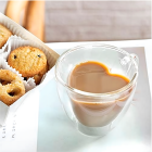 Mīlas krūze sirds formas stikla ar dubultu sienu, karstuma izturīga, 250 ml