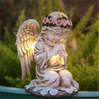 Figūra svečturis Eņģelis Dekorācija Statuete Eņģelītis Saules Led Dārzam
