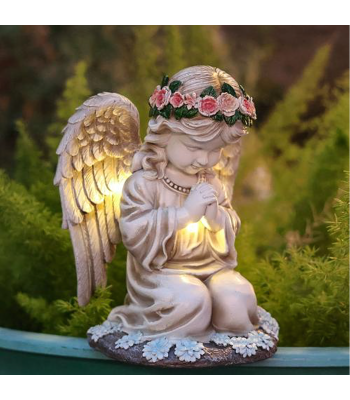 Figūra svečturis Eņģelis Dekorācija Statuete Eņģelītis Saules Led Dārzam