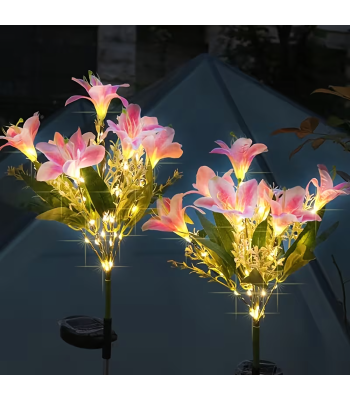 Saules dārza lampa lilijas zieda formā