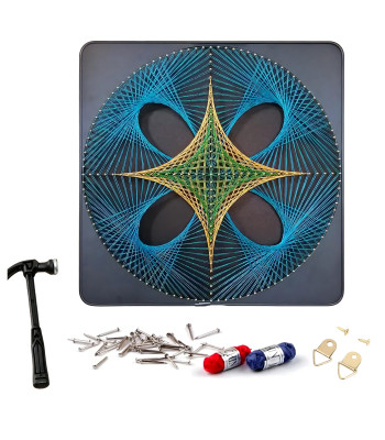 Radošais string art komplekts ar diegiem, rāmi un ģeometrisku apli, 40 x 40 cm