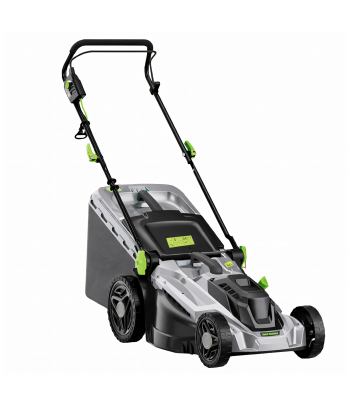 Viegls un jaudīgs elektriskais zāles pļāvējs ar lielu savācējgrozu 50L 2400W 43cm