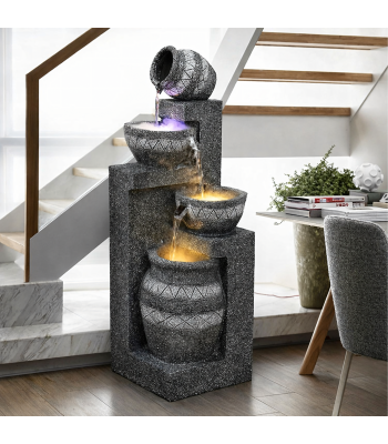 Dārza Dekoratīvā Strūklaka Liela 117cm Figūra Kaskāde ar LED Apgaismojumu