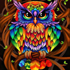 dimanta mozaīkas komplekts 5d krāsaina pūce 30 x 30 cm