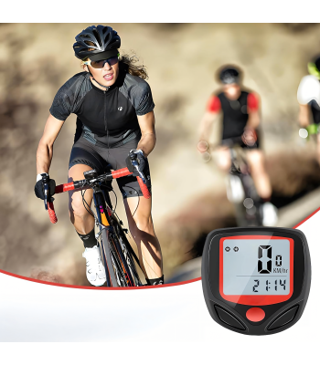 Velodators velosipēdam, ūdensizturīgs spidometrs ar LCD displeju un pulksteni, 15 funkcijas