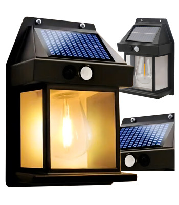 Saules LED sienas lampa dārzam un fasādei ar kustības sensoru
