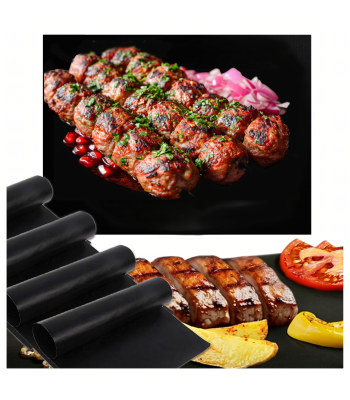 Atkārtoti lietojami teflona grila un cepeškrāsns paklājiņi BBQ, 4 gab., 33x40x0,2 cm