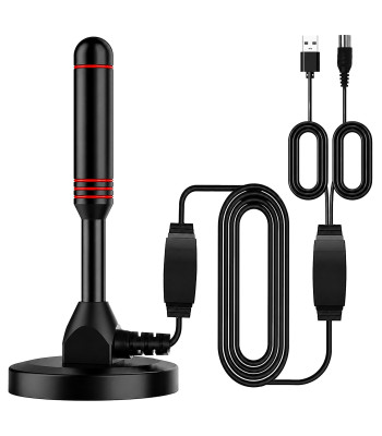 Iekštelpu digitālā TV antena ar aktīvo pastiprinātāju DVB-T2 HEVC MUX-8 ar magnētu 4K