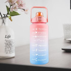 Motivācijas ūdens pudele ar salmiņu, rokturi un mērskalu 2000ml 2L