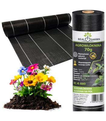 Melnā UV agrotekstila nezāļu kontroles sega 70g 0,8m x 50m