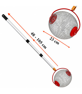 Teleskopiskais riekstu, bumbiņu, ābolu un augļu savācējs, kāts 48-105cm
