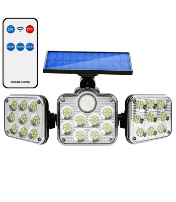 Dārza saules lampa ar kustības un krēslas sensoru, tālvadības pulti — 138 LED