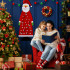 Piekarināms filca Ziemassvētku vecīša adventes kalendārs ar nodalījumiem – 24 nodalījumi, 115 cm