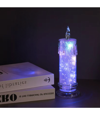 Elektriskā LED svece, sveces ieliktnis kapu lukturiem ar baterijām un spīdumiem 19,5 cm