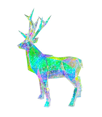 LED 3D hologrāfisks Ziemassvētku ģeometrisks dārza ziemeļbriedis, 90cm