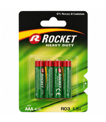 Rocket cinka–oglekļa bateriju komplekts, AAA R03 1,5V, 10x4 gab.