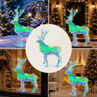 LED 3D hologrāfisks ģeometriskas formas Ziemassvētku dārza ziemeļbriedis, 90cm