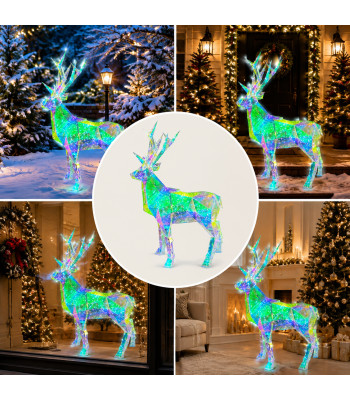LED 3D hologrāfisks ģeometriskas formas Ziemassvētku dārza ziemeļbriedis, 90cm