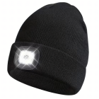 Ziemas cepure ar LED galvas lukturi skriešanai, silta, melna