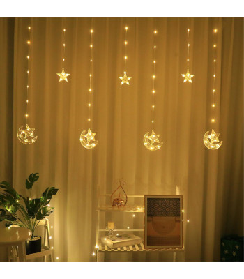 Ziemassvētku lampiņu aizkars ar zvaigznēm, 7 LED, 2 m