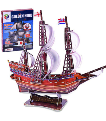 3D puzle Golden Hind kuģis, telpiskā puzle, 108 elementi ZA2600