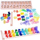 Koka izglītojošā puzle SKAITĻI Lodziņš Makšķere Zivju ķeršana ZA3109